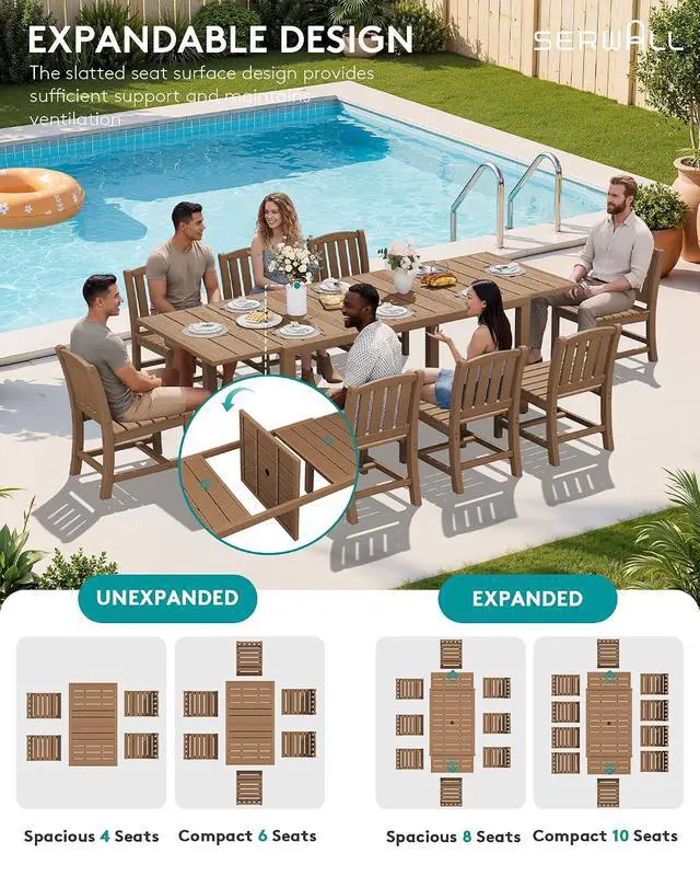 Alt view image 4 of 7 - Outdoor Dining Chairs Set of 2, All-Weather HDPE Patio Armless Chairs Suitable Outdoor Dining Table, Brown