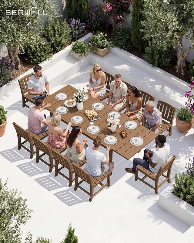 Alt view image 2 of 7 - Outdoor Dining Chairs Set of 2, All-Weather HDPE Patio Armless Chairs Suitable Outdoor Dining Table, Brown