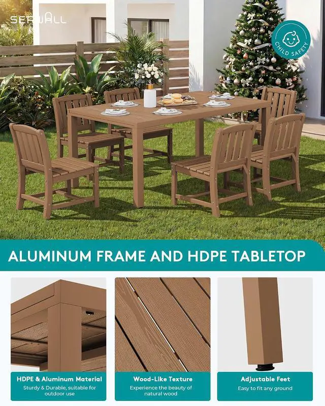 Alt view image 3 of 7 - Outdoor Dining Chairs Set of 2, All-Weather HDPE Patio Armless Chairs Suitable Outdoor Dining Table, Brown