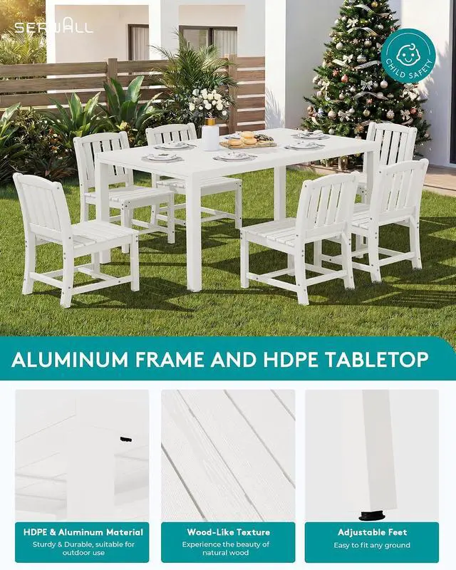 Alt view image 2 of 7 - Outdoor Dining Chairs Set of 2, All-Weather HDPE Patio Armless Chairs Suitable Outdoor Dining Table, White