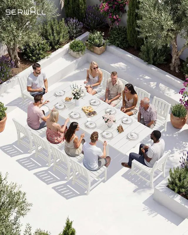 Alt view image 3 of 7 - Outdoor Dining Chairs Set of 2, All-Weather HDPE Patio Armless Chairs Suitable Outdoor Dining Table, White