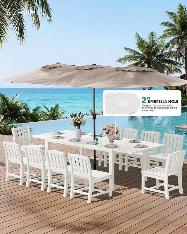 Alt view image 7 of 7 - Outdoor Dining Chairs Set of 2, All-Weather HDPE Patio Armless Chairs Suitable Outdoor Dining Table, White