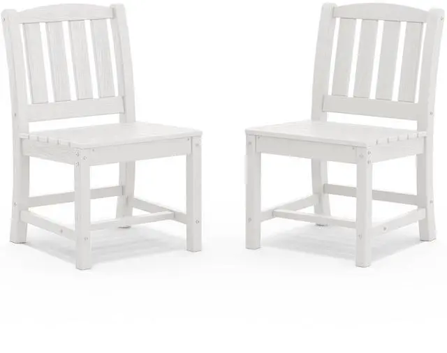 Main image of Outdoor Dining Chairs Set of 2, All-Weather HDPE Patio Armless Chairs Suitable Outdoor Dining Table, White