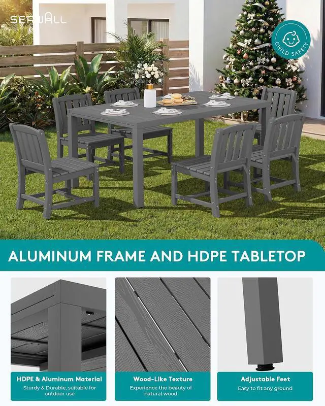 Alt view image 2 of 7 - Outdoor Dining Chairs Set of 2, All-Weather HDPE Patio Armless Chairs Suitable Outdoor Dining Table, Grey