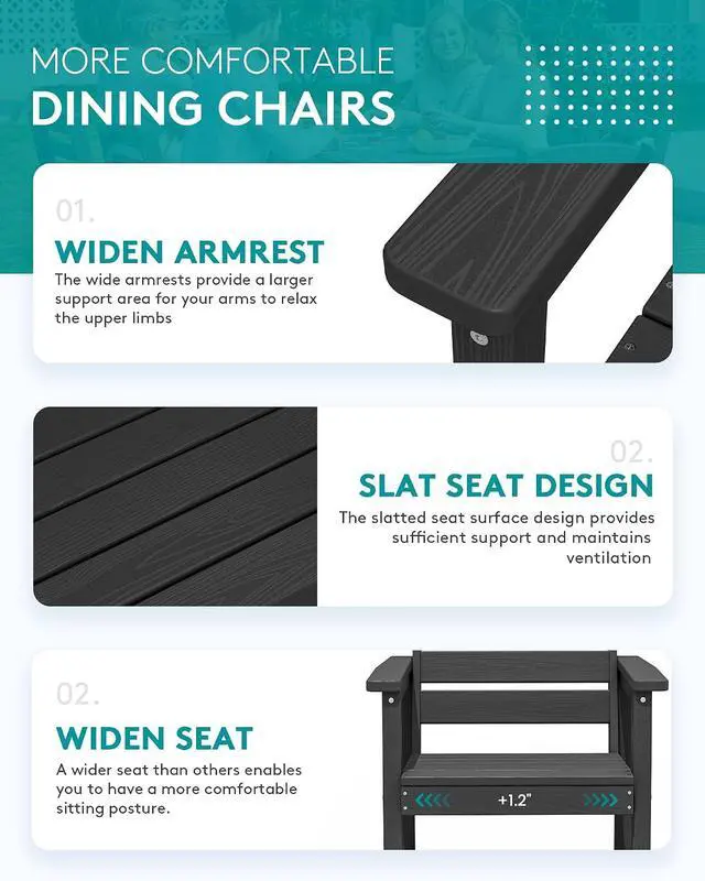 Alt view image 6 of 7 - 10-Piece Patio Dining Sets with 15FT Patio Umbrella, 60" - 83" Expandable Outdoor Dining Table and 8 HDPE Chairs, All Weather HDPE Outdoor Furniture Set (Umbreall Base not Included)