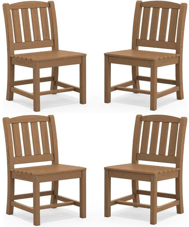 Main image of Outdoor Dining Chairs Set of 4, All-Weather HDPE Patio Armless Chairs Suitable Outdoor Dining Table, Brown