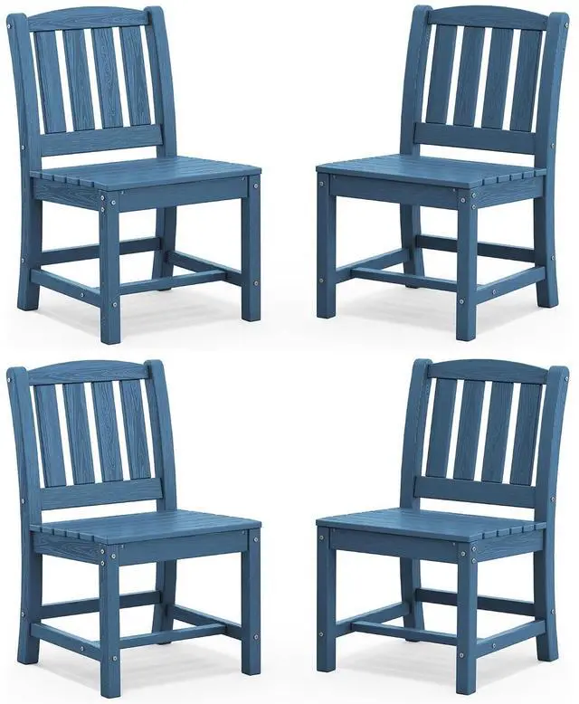 Main image of Outdoor Dining Chairs Set of 4, All-Weather HDPE Patio Armless Chairs Suitable Outdoor Dining Table, Blue