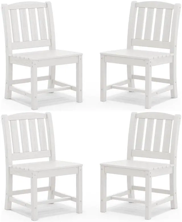 Main image of Outdoor Dining Chairs Set of 4, All-Weather HDPE Patio Armless Chairs Suitable Outdoor Dining Table, White