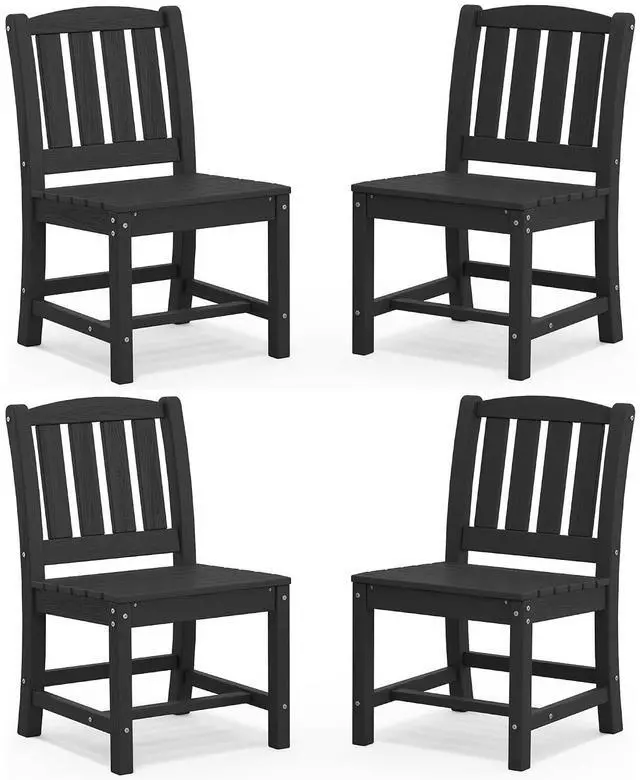 Main image of Outdoor Dining Chairs Set of 4, All-Weather HDPE Patio Armless Chairs Suitable Outdoor Dining Table, Black