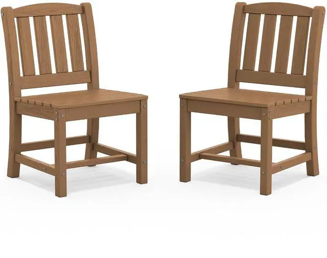 Main image of Outdoor Dining Chairs Set of 2, All-Weather HDPE Patio Armless Chairs Suitable Outdoor Dining Table, Brown