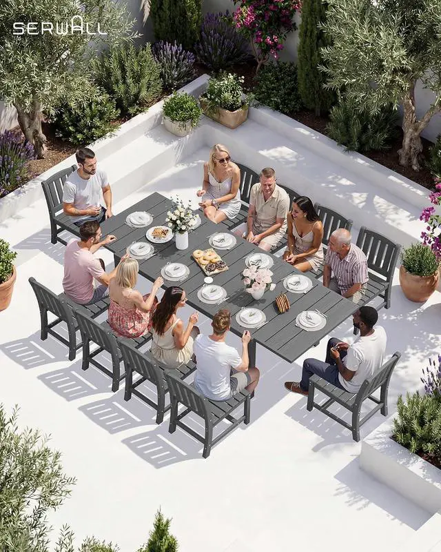 Alt view image 7 of 7 - Outdoor Dining Chairs Set of 4, All-Weather HDPE Patio Armless Chairs Suitable Outdoor Dining Table, Grey