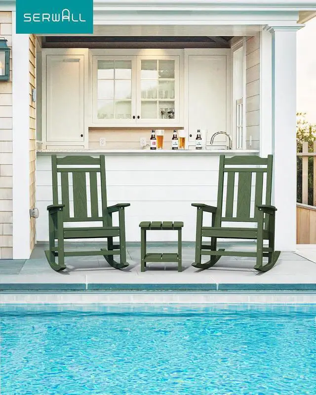 Alt view image 2 of 7 - Oversized Rocking Chair Set of 4 Outdoor, HDPE Outdoor Rocking Chair Set of 4, Avocado