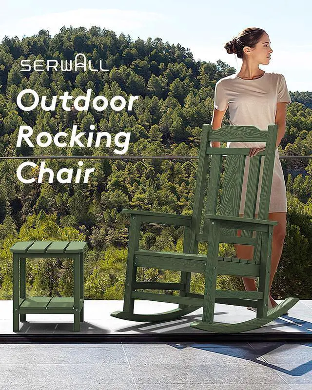 Alt view image 5 of 7 - Oversized Rocking Chair Set of 4 Outdoor, HDPE Outdoor Rocking Chair Set of 4, Avocado