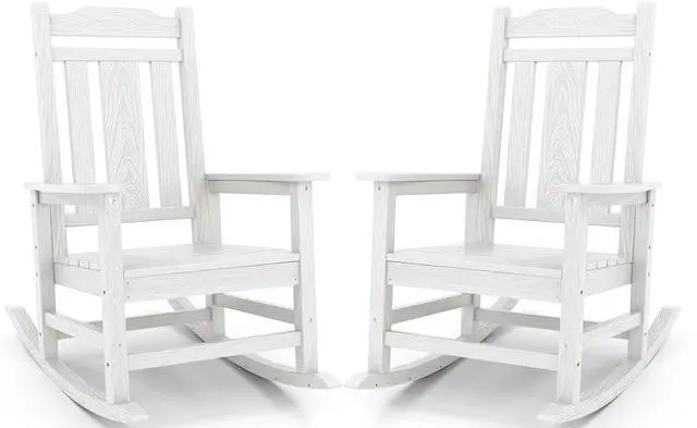 Main image of Oversized Outdoor Rocking Chair Set of 2, HDPE Outdoor Rocking Chair for Adults, White