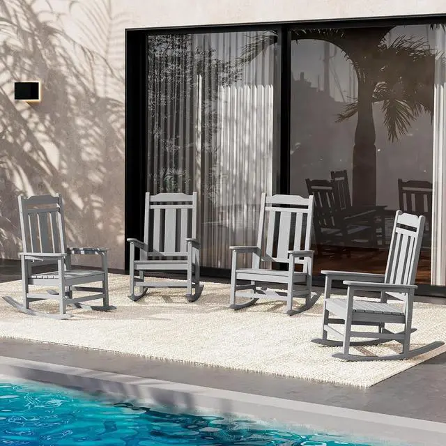 Main image of Oversized Rocking Chair Set of 4 Outdoor, HDPE Outdoor Rocking Chair Set of 4, Space Gray