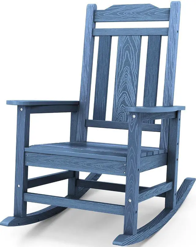 Main image of Oversized Outdoor Rocking Chair, All Weather Patio Rocking Chair, HDPE Poly Rocking Chair for Adults, Heavy Duty Front Porch Rocker,Unique Blue