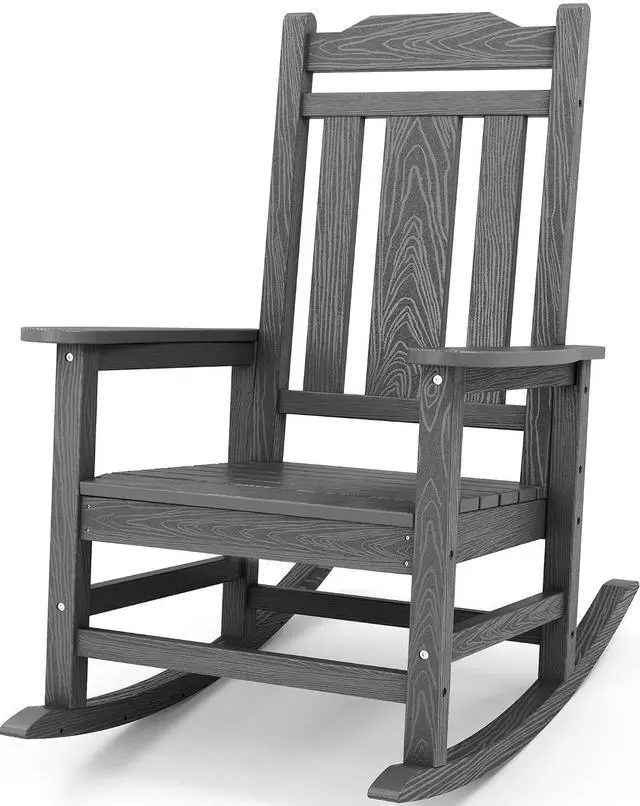 Main image of Oversized Rocking Chair Outdoor, HDPE Outdoor Rocking Chair, Grey