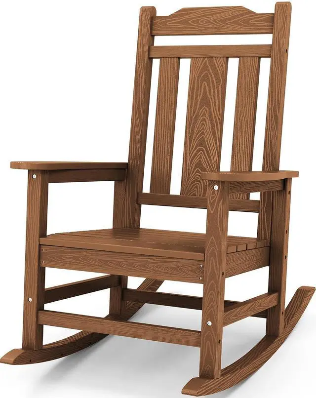 Main image of Oversized Rocking Chair, HDPE Outdoor Rocking Chairs, Patio Rocking Chair Sets for Adults, Brown