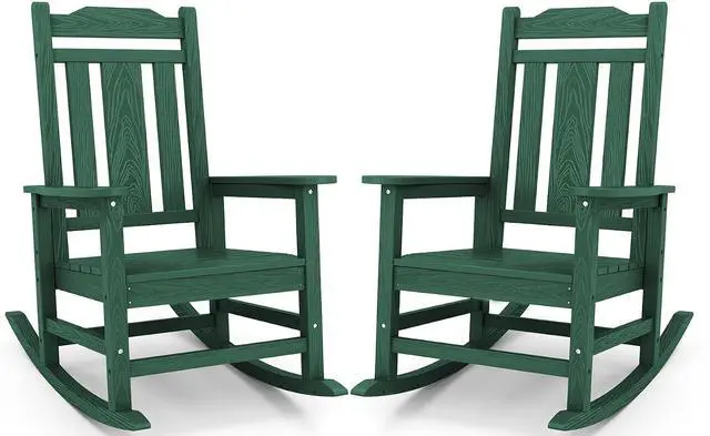 Main image of HDPE Outdoor Rocking Chair Set of 2, Patio Rocking Chairs Set, Rocking Chair Outdoor for Adults, Green