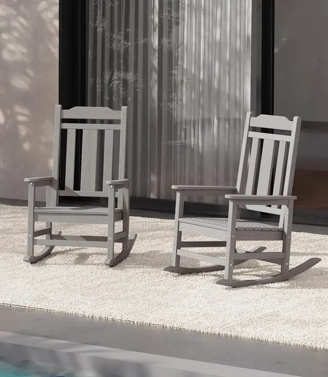 Main image of Oversized Rocking Chair Set of 2 Outdoor, HDPE Outdoor Rocking Chair Set of 2, Space Gray