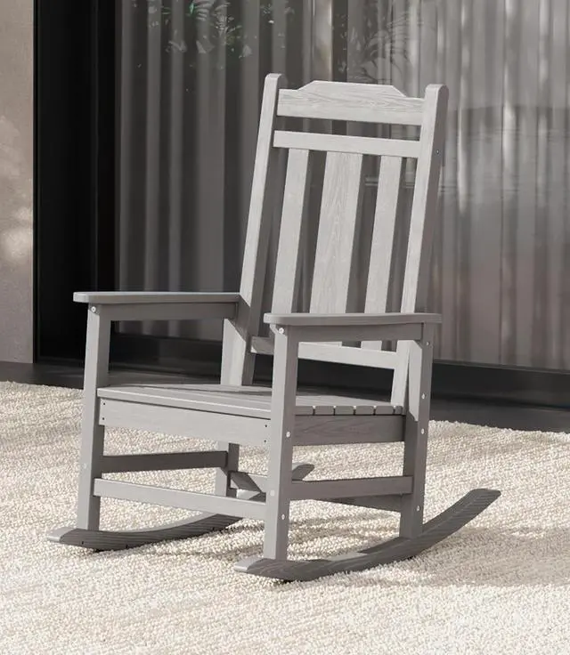 Main image of Oversized Rocking Chair Outdoor, HDPE Outdoor Rocking Chair, Space Gray