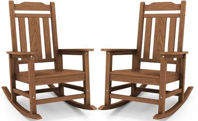 Main image of Oversized Rocking Chair Set of 2 Outdoor, HDPE Outdoor Rocking Chair Set of 2, Brown