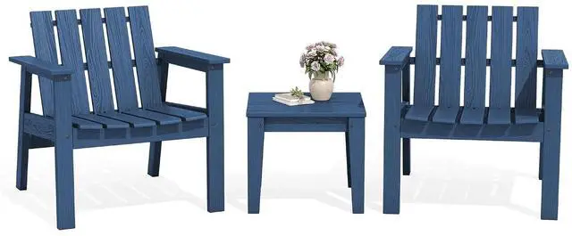 Main image of Adirondack Chair Set, Includes Adirondack Chairs Set of 2 and 1 Piece Outdoor Side Table, HDPE Bistro Set- Navy