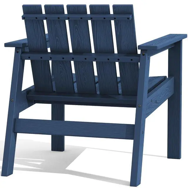Alt view image 4 of 7 - Adirondack Chair Set, Includes Adirondack Chairs Set of 2 and 1 Piece Outdoor Side Table, HDPE Bistro Set- Navy