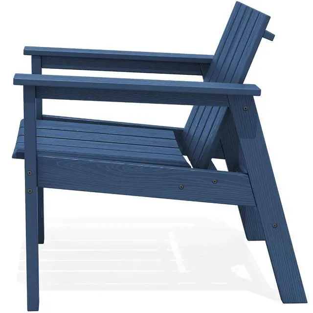 Alt view image 3 of 7 - Adirondack Chair Set, Includes Adirondack Chairs Set of 2 and 1 Piece Outdoor Side Table, HDPE Bistro Set- Navy