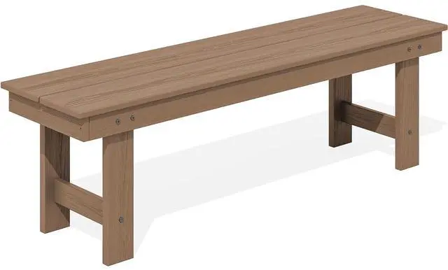 Main image of 2-Person Outdoor Bench Backless, HDPE Outdoor Benches Weatherproof, 660 Lbs Weight Capacity, Poly Lumber Patio Furniture for Garden, Porch and Park, Brown