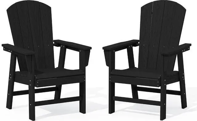 Main image of Outdoor Adirondack Dining Chair Set of 2, All Weather HDPE Patio Chairs, Black