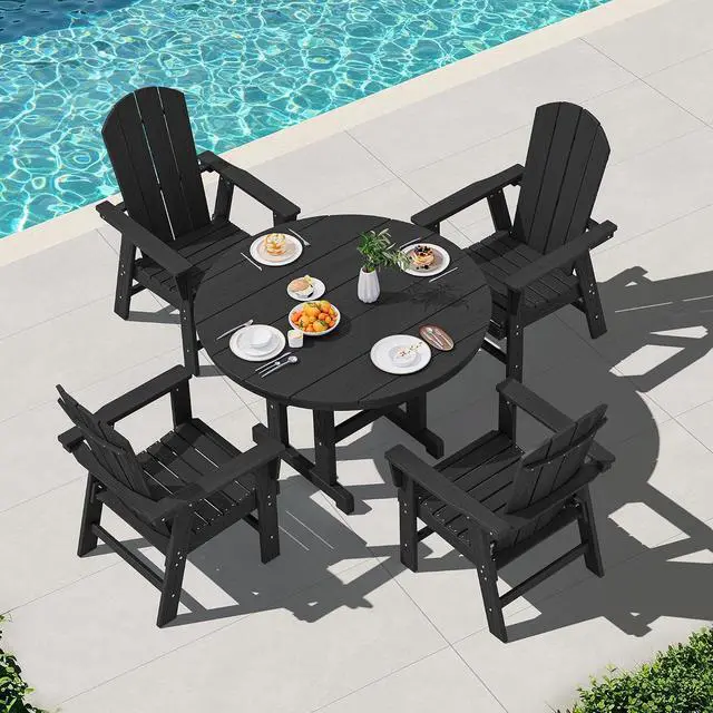 Alt view image 5 of 7 - Outdoor Adirondack Dining Chair Set of 2, All Weather HDPE Patio Chairs, Black