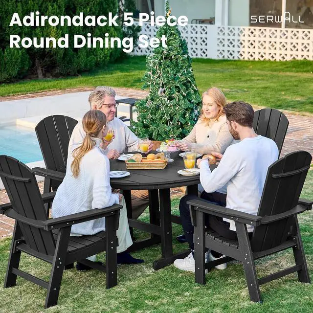Alt view image 7 of 7 - Outdoor Adirondack Dining Chair Set of 2, All Weather HDPE Patio Chairs, Black