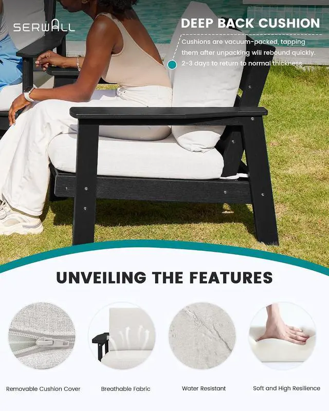 Alt view image 3 of 7 - Outdoor Loveseat, Black Frame and Khaki Cushion