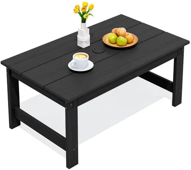 Main image of HDPE Patio Coffee Table for Balcony, Deck, Black