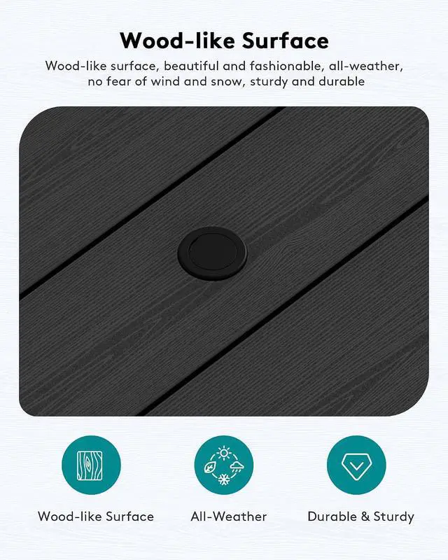 Alt view image 4 of 7 - HDPE Patio Coffee Table for Balcony, Deck, Black