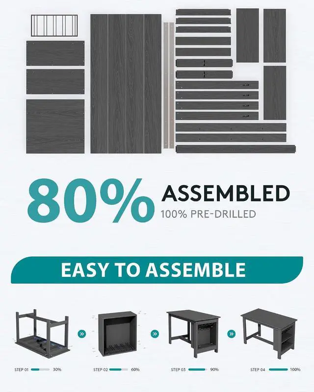 Alt view image 6 of 7 - Outdoor Bar Table, All Weather HDPE 36" Counter Height Dining Table with Storage and Wine Rack for Patio, Garden, Backyard, Balcony, Poolside, Gray
