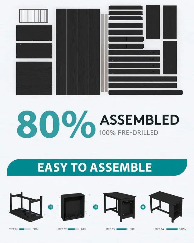Alt view image 6 of 7 - Outdoor Bar Table, All Weather HDPE 36" Counter Height Dining Table with Storage and Wine Rack for Patio, Garden, Backyard, Balcony, Poolside, Black