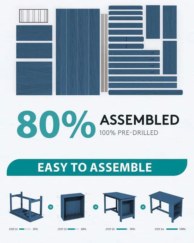 Alt view image 6 of 7 - Outdoor Bar Table, All Weather HDPE 36" Counter Height Dining Table with Storage and Wine Rack for Patio, Garden, Backyard, Balcony, Poolside, Blue