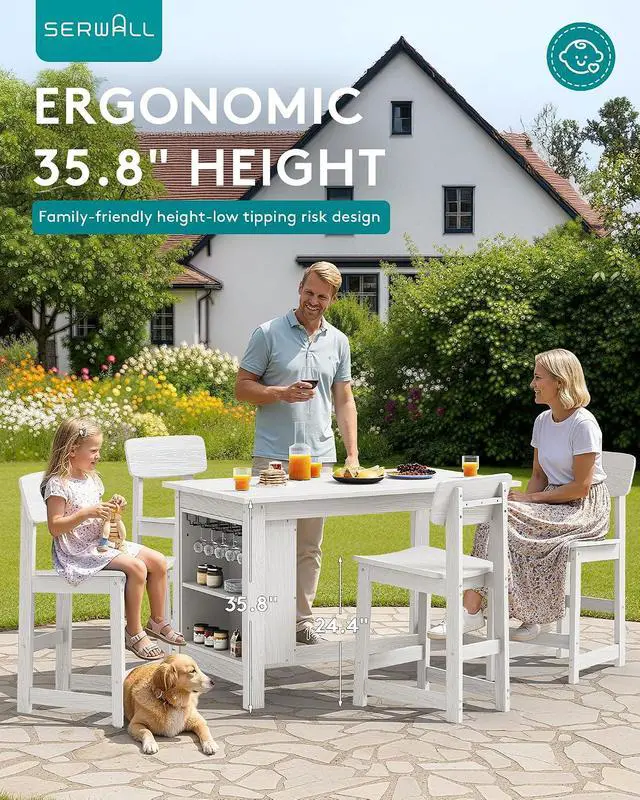 Alt view image 3 of 7 - Outdoor Bar Stools Set of 2, All Weather HDPE 25" Counter Height Bar Stools with Back, Outdoor Armless Barstools for Patio, Garden, Backyard, Balcony, Poolside, White