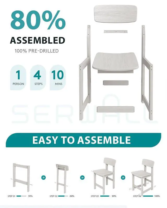 Alt view image 6 of 7 - Outdoor Bar Stools Set of 2, All Weather HDPE 25" Counter Height Bar Stools with Back, Outdoor Armless Barstools for Patio, Garden, Backyard, Balcony, Poolside, White