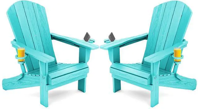 Main image of Adirondack Chair with Cup Holders - Composite Adirondack Chairs Set of 2 HDPE Outdoor Chairs All Weather Use- Aruba