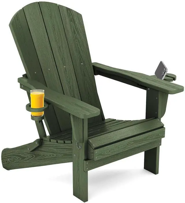 Main image of Adirondack Chair with Cup Holders - Composite Adirondack Chairs HDPE Outdoor Chairs All Weather Use- Avocado