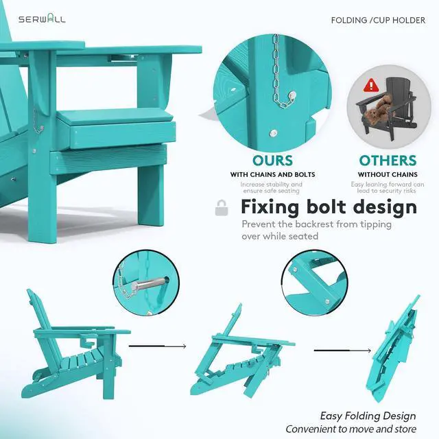 Alt view image 4 of 7 - Adirondack Chair with Cup Holders - Composite Adirondack Chairs Set of 4 HDPE Outdoor Chairs All Weather Use- Aruba