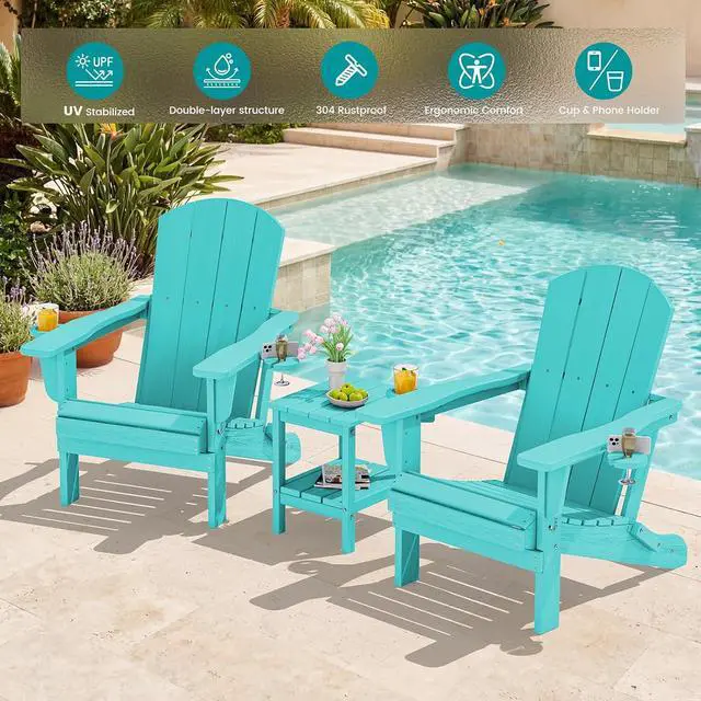 Alt view image 7 of 7 - Adirondack Chair with Cup Holders - Composite Adirondack Chairs Set of 4 HDPE Outdoor Chairs All Weather Use- Aruba