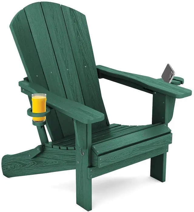 Main image of Adirondack Chair with Cup Holders - Composite Adirondack Chairs HDPE Outdoor Chairs All Weather Use- Green