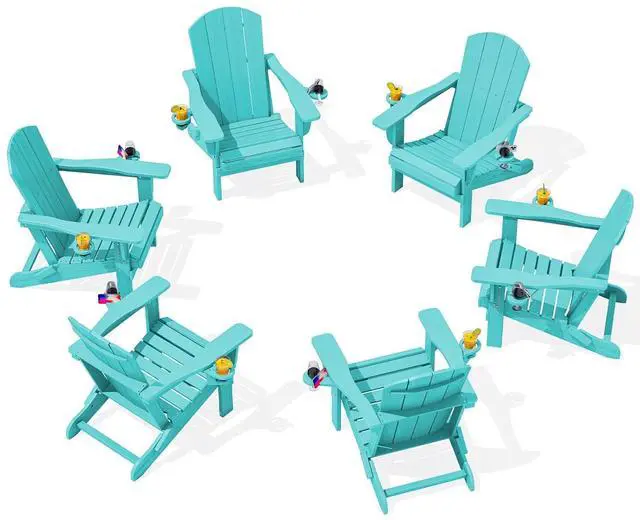 Main image of Adirondack Chair with Cup Holders - Composite Adirondack Chairs Set of 6 HDPE Outdoor Chairs All Weather Use- Aruba