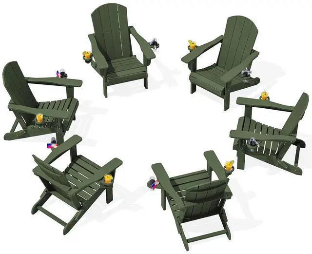Main image of Adirondack Chair with Cup Holders - Composite Adirondack Chairs Set of 6 HDPE Outdoor Chairs All Weather Use- Avocado