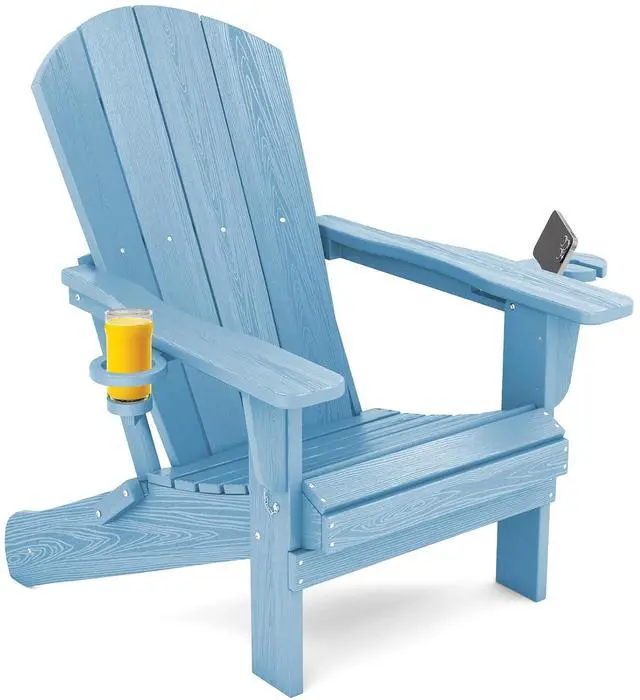 Main image of Adirondack Chair with Cup Holders - Composite Adirondack Chairs HDPE Outdoor Chairs All Weather Use- Light Blue