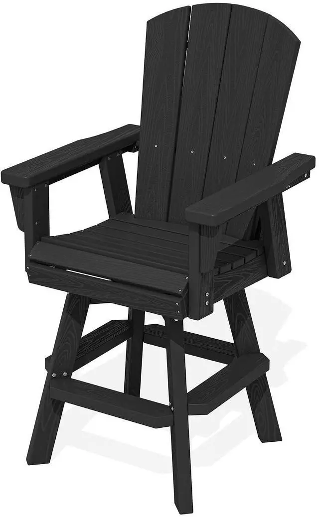 Main image of HDPE Swivel Adirondack Bar Chair, Swivel Outdoor Bar Height Barstools, Balcony Adirondack Chair for Bistro, Poolside, Garden, Black